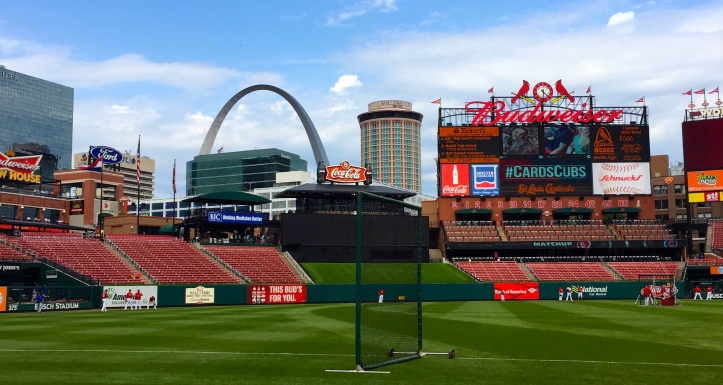 Here's a picture of Busch Stadium... because what's more American than a midwestern landmark in the background of a baseball stadium named for one of the country's largest brewers?